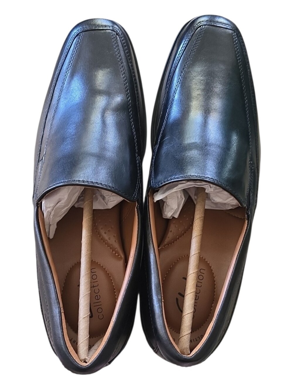 Clarks Men’s Shoes Men's Size 10 10M Black Leather Upper Slip-On Loafers